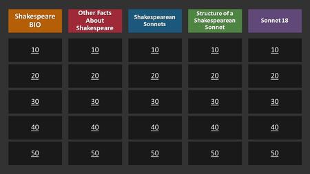 You can type your own categories and points values in this game board. Type your questions and answers in the slides we’ve provided. When you’re in slide.