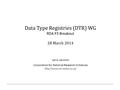 Data Type Registries (DTR) WG RDA P3 Breakout 28 March 2014 Larry Lannom Corporation for National Research Initiatives