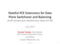 Stateful PCE Extensions for Data Plane Switchover and Balancing draft-tanaka-pce-stateful-pce-data-ctrl-00 July, 2013 Yosuke Tanaka, Yuji Kamite NTT Communications,