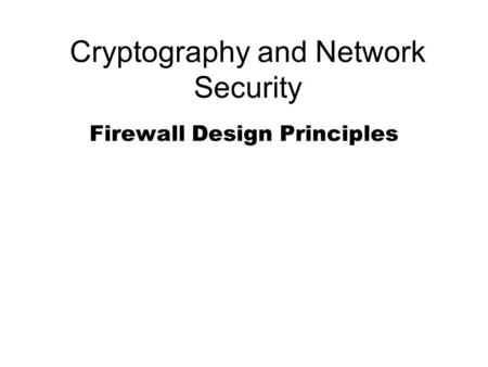 Cryptography and Network Security