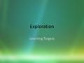 Exploration Learning Targets. 9 December 2015 Learning Target: Explain characteristics of medieval trade. 1.GT/CE, assessments 2.Vocabulary: define/answer/illustration.