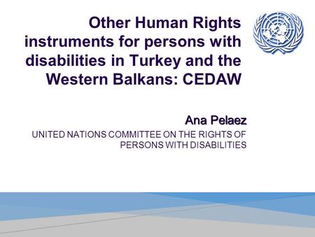 Other Human Rights instruments for persons with disabilities in Turkey and the Western Balkans: CEDAW Ana Pelaez UNITED NATIONS COMMITTEE ON THE RIGHTS.