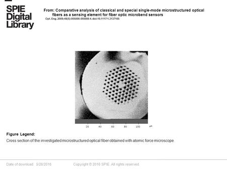 Date of download: 5/28/2016 Copyright © 2016 SPIE. All rights reserved. Cross section of the investigated microstructured optical fiber obtained with atomic.