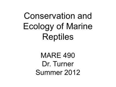 Conservation and Ecology of Marine Reptiles MARE 490 Dr. Turner Summer 2012.