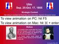 Ulm Sep. 25-Oct. 17, 1805 Strategic Context After failing to neutralize the Royal Navy and invade Britain, Napoleon Bonaparte instead leads his Grande.