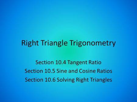 Right Triangle Trigonometry