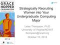 2014 Strategically Recruiting Women into Your Undergraduate Computing Major Leisa Thompson, Ph.D University of Virginia/NCWIT October.