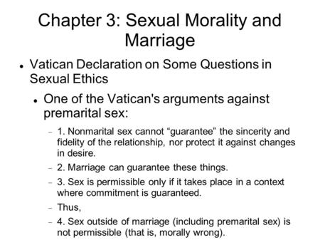 Chapter 3: Sexual Morality and Marriage