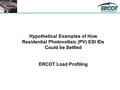 Hypothetical Examples of How Residential Photovoltaic (PV) ESI IDs Could be Settled ERCOT Load Profiling.