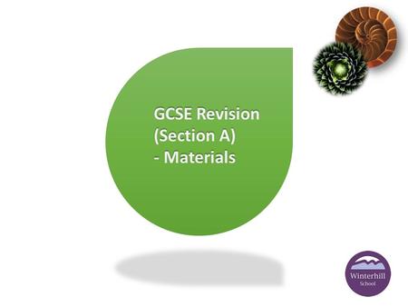 GCSE Revision (Section A) - Materials. W e A re L earning T o – You will have an understanding about material classification and how different materials.