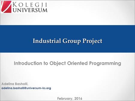 Industrial Group Project Introduction to Object Oriented Programming Adelina Basholli, February, 2016.