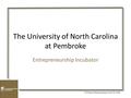 The University of North Carolina at Pembroke Entrepreneurship Incubator TFCE Board Meeting Report April 8, 2016.