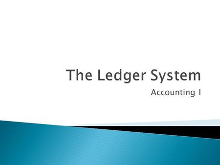 Accounting I.  General Ledger  Ledger Accounting Form  Posting.