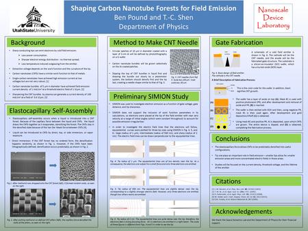 Shaping Carbon Nanotube Forests for Field Emission Ben Pound and T.-C. Shen Department of Physics Background Elastocapillary Self-Assembly Method to Make.