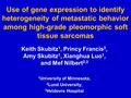 Use of gene expression to identify heterogeneity of metastatic behavior among high-grade pleomorphic soft tissue sarcomas Keith Skubitz 1, Princy Francis.