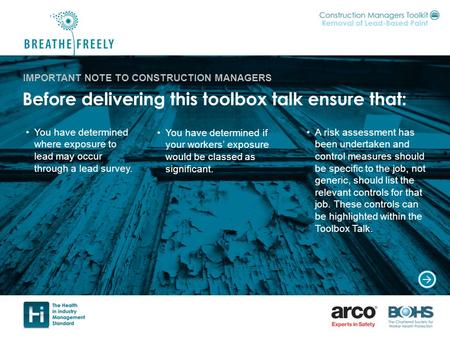 A risk assessment has been undertaken and control measures should be specific to the job, not generic, should list the relevant controls for that job.