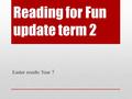 Reading for Fun update term 2 Easter results Year 7.