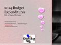 2014 Budget Expenditures City of Knoxville, Iowa Presentation by Harold Stewart, City Manager Valentine’s Day Thursday, February 14, 2013.