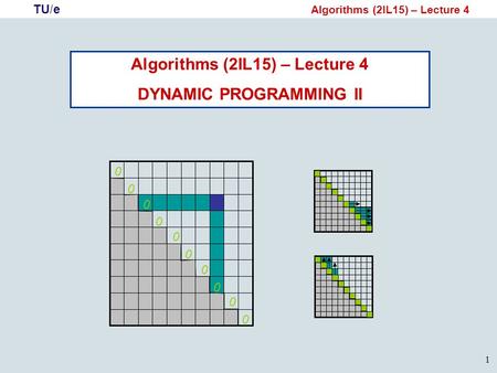 TU/e Algorithms (2IL15) – Lecture 4 1 DYNAMIC PROGRAMMING II 0 0 0 0 0 0 0 0 0 0.