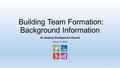 Building Team Formation: Background Information St. Andrew Presbyterian Church March 27, 2016 1.