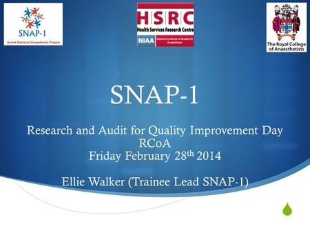 SNAP-1 Research and Audit for Quality Improvement Day RCoA