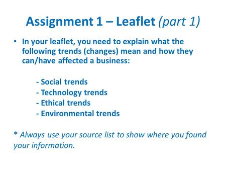 Assignment 1 – Leaflet (part 1)