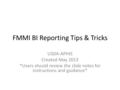 FMMI BI Reporting Tips & Tricks USDA-APHIS Created May 2013 *Users should review the slide notes for instructions and guidance*