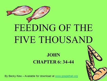 FEEDING OF THE FIVE THOUSAND JOHN CHAPTER 6: 34-44 By Becky Kew – Available for download at www.gospelhall.orgwww.gospelhall.org.