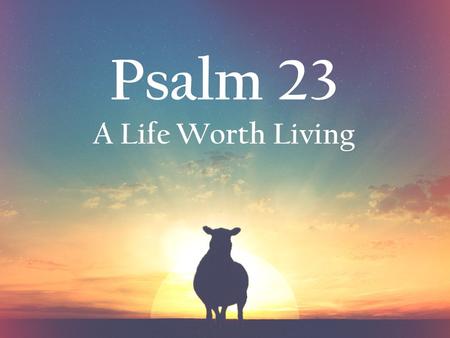 Psalm 23 A Life Worth Living. Extraordinary Abundance.