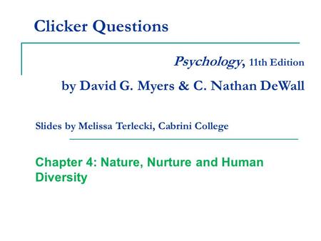 Chapter 4: Nature, Nurture and Human Diversity