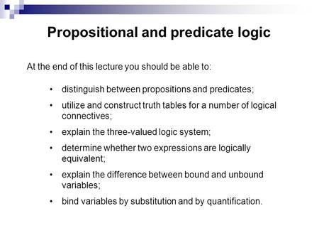 Propositional and predicate logic