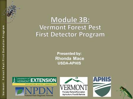 Vermont Forest Pest First Detector Program Forests, Parks & Recreation Agriculture, Food & Markets Photo by James E. Appleby, University of Illinois Presented.