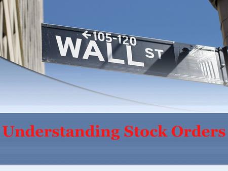 Understanding Stock Orders. Market vs. Limit Orders A market order is an order to buy or sell immediately at the best available price. It does not guarantee.