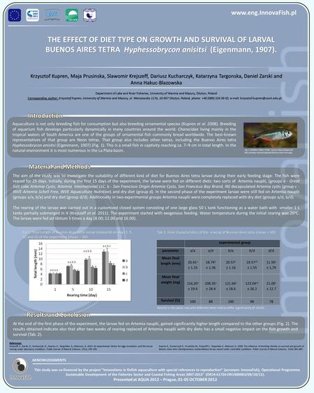 AKNOWLEDGMENTS This study was co-financed by the project “Innovations in finfish aquaculture with special references to reproduction” (acronym: InnovaFish),