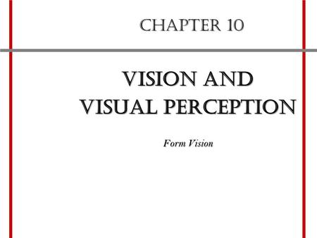 CHAPTER 10 Vision and visual perception Form Vision.