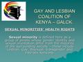 GAY AND LESBIAN COALITION OF KENYA – GALCK. SEXUAL MINORITIES’ HEALTH RIGHTS Sexual minority is defined here as a group of people whose gender identity.