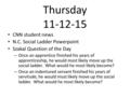 Thursday 11-12-15 CNN student news N.C. Social Ladder Powerpoint Szakal Question of the Day – Once an apprentice finished his years of apprenticeship,