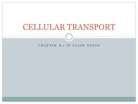 CHAPTER 8.1 IN CLASS NOTES CELLULAR TRANSPORT. Ask yourself this question Fact: All things in water are dissolved  Such as Salt (NaCl) Fact: Dissolved.