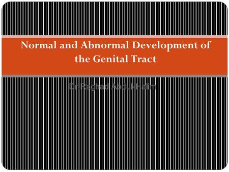 Dr.Raghad Abdul-Halim Normal and Abnormal Development of the Genital Tract.