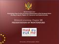 Bilateral screening: Chapter 20 PRESENTATION OF MONTENEGRO M O N T E N E G R O Negotiating Team for the Accession of Montenegro to the European Union Working.