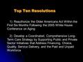 Top Ten Resolutions 1) Reauthorize the Older Americans Act Within the First Six Months Following the 2005 White House Conference on Aging 2) Develop a.