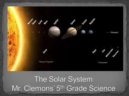 To discover the wonders that the cosmos can unlock. Students will be able to: Identify what can be found in the Solar System Compare and Contrast the.