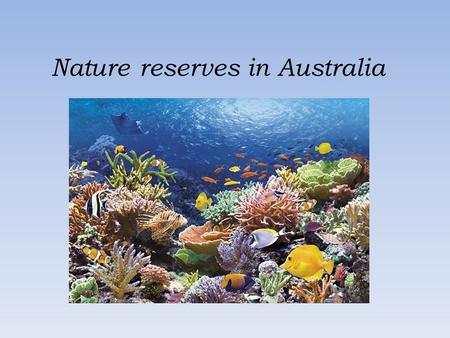 Nature reserves in Australia. The Great Barrier Reef – Wielka Rafa Koralowa The Great Barrier Reef can be seen from outer space and is the world's biggest.