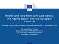 Health and long-term care data needs: the Ageing Report and the European Semester Working Group on Public Health Statistics meeting 26-27 November 2015.