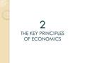 2 THE KEY PRINCIPLES OF ECONOMICS. THE PRINCIPLE OF OPPORTUNITY COST The Cost of College Opportunity cost of money spent on tuition and books $ 40,000.