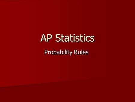 AP Statistics Probability Rules. Definitions Probability of an Outcome: A number that represents the likelihood of the occurrence of an outcome. Probability.