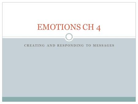 CREATING AND RESPONDING TO MESSAGES EMOTIONS CH 4.