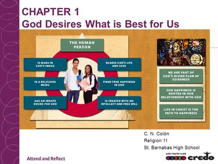 CHAPTER 1 God Desires What is Best for Us C. N. Colón Religion 11 St. Barnabas High School.