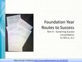 Foundation Year Routes to Success Part III - Sustaining Success Consolidation Su White, ECS Su White Semester 2 overview Resource set in Edshare