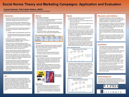 Crystal Reinhart, PhD & Beth Welbes, MSPH Center for Prevention Research and Development, University of Illinois at Urbana-Champaign Social Norms Theory.